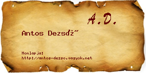Antos Dezső névjegykártya